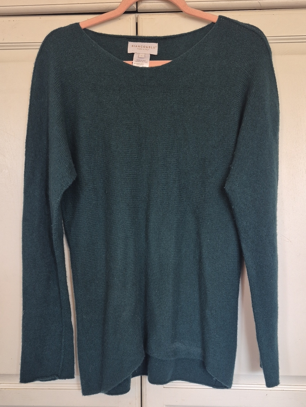 Classic Teal Merino-Blend Crewneck Sweater - Women